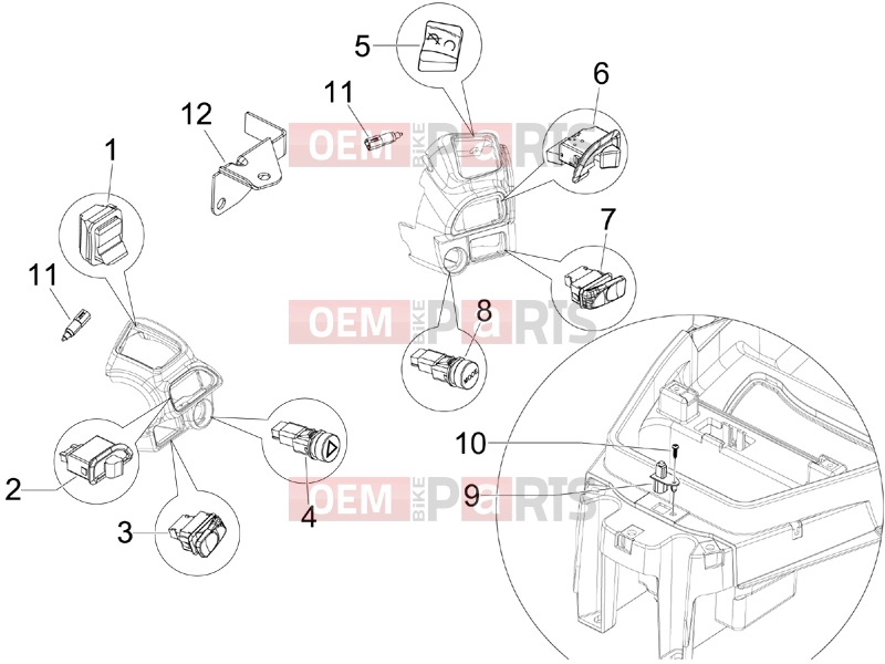 gilera 2014 Fuoco 500 Electrical system » Selectors - Switches - Buttons