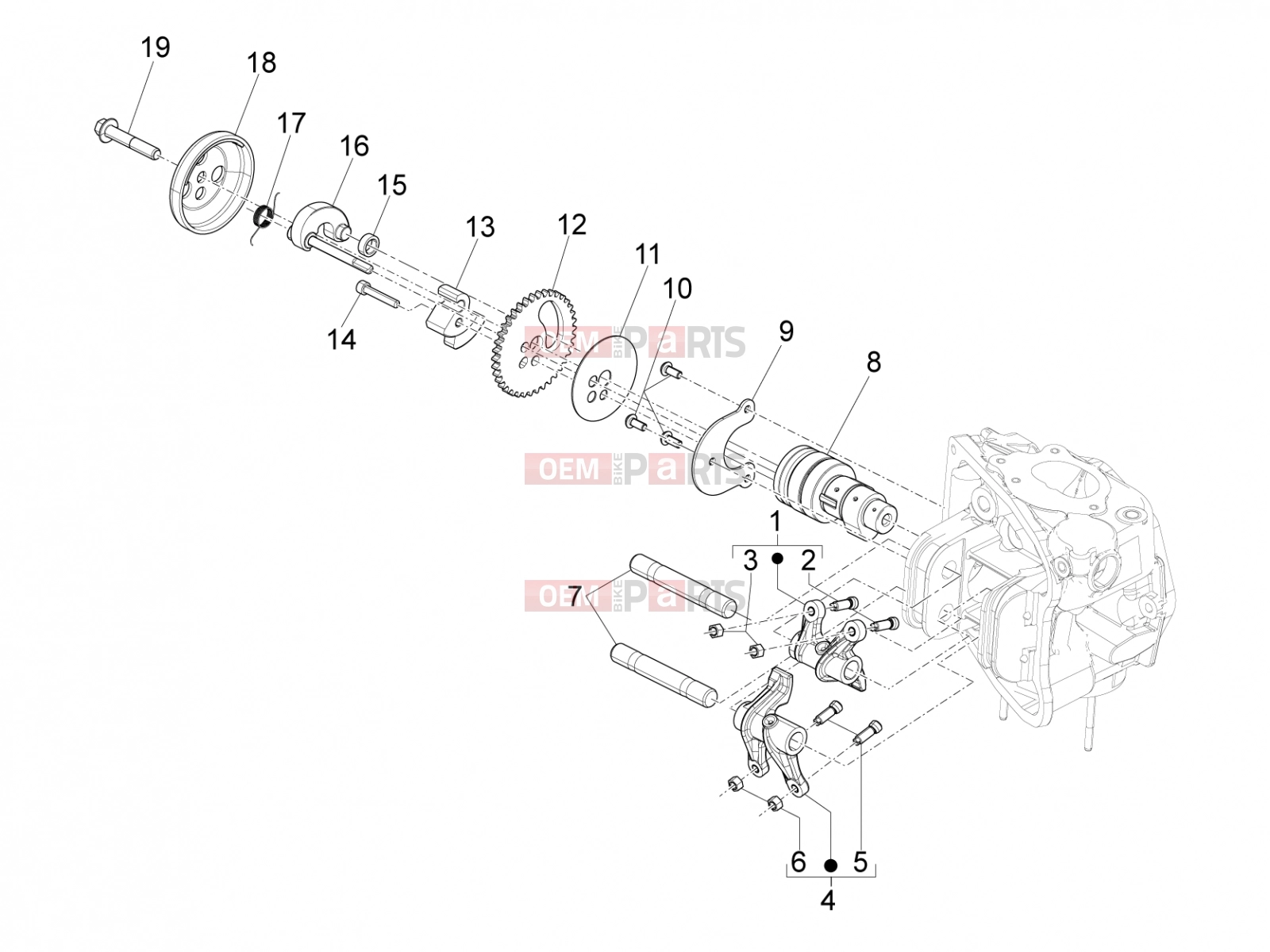 gilera 2014 Fuoco 500 LT Engine » Rocking levers support unit