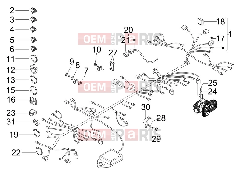 Electrical system » Main cable harness - Gilera Nexus 250 2007