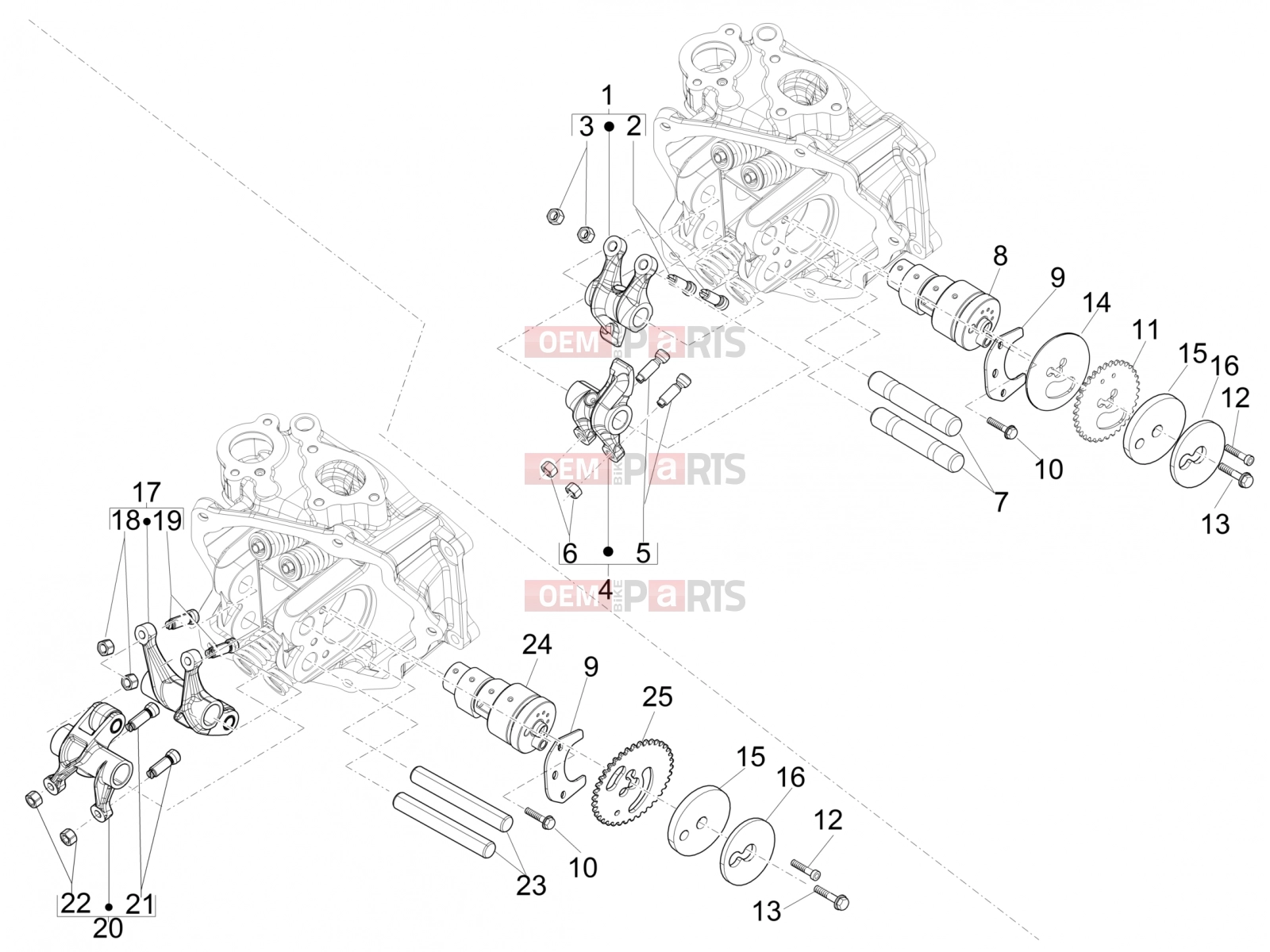 gilera 2011 Runner 125 ST 4T Engine » Rocking levers support unit