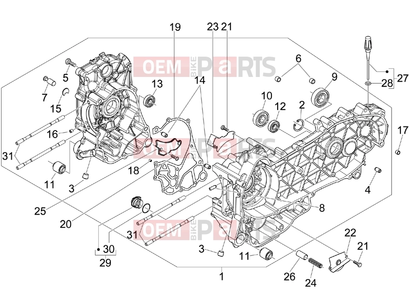 gilera 2012 Runner 125 ST 4T Engine » Crankcase