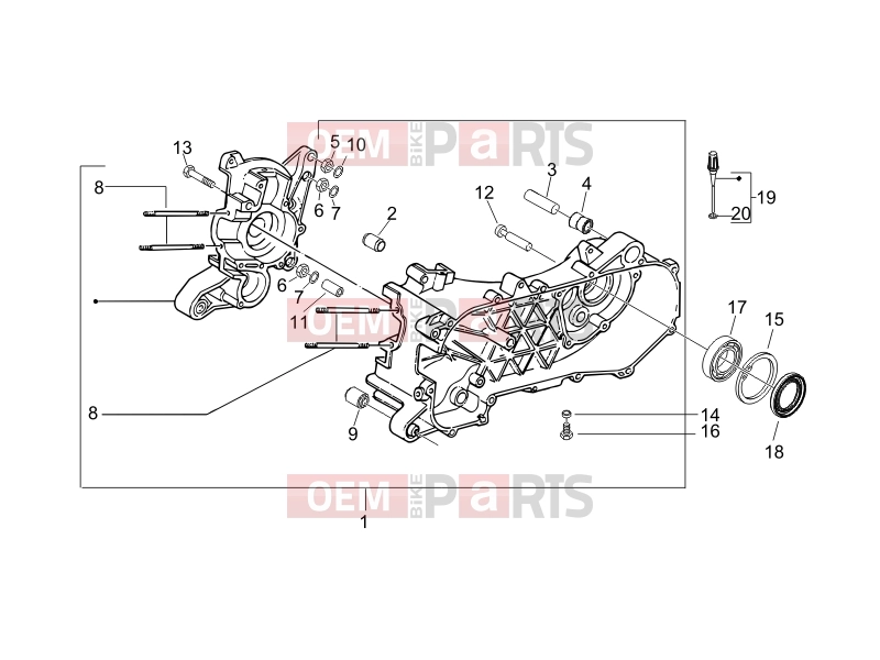Engine » Crankcase - Gilera Storm 50 2009
