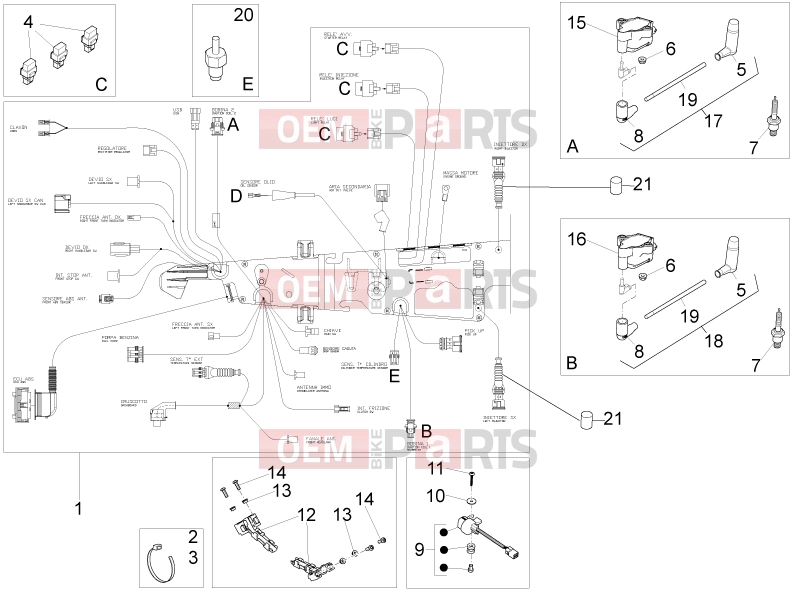 Electrical systems » Central electrical system - Motoguzzi V9 Bobber 850 ABS 2016
