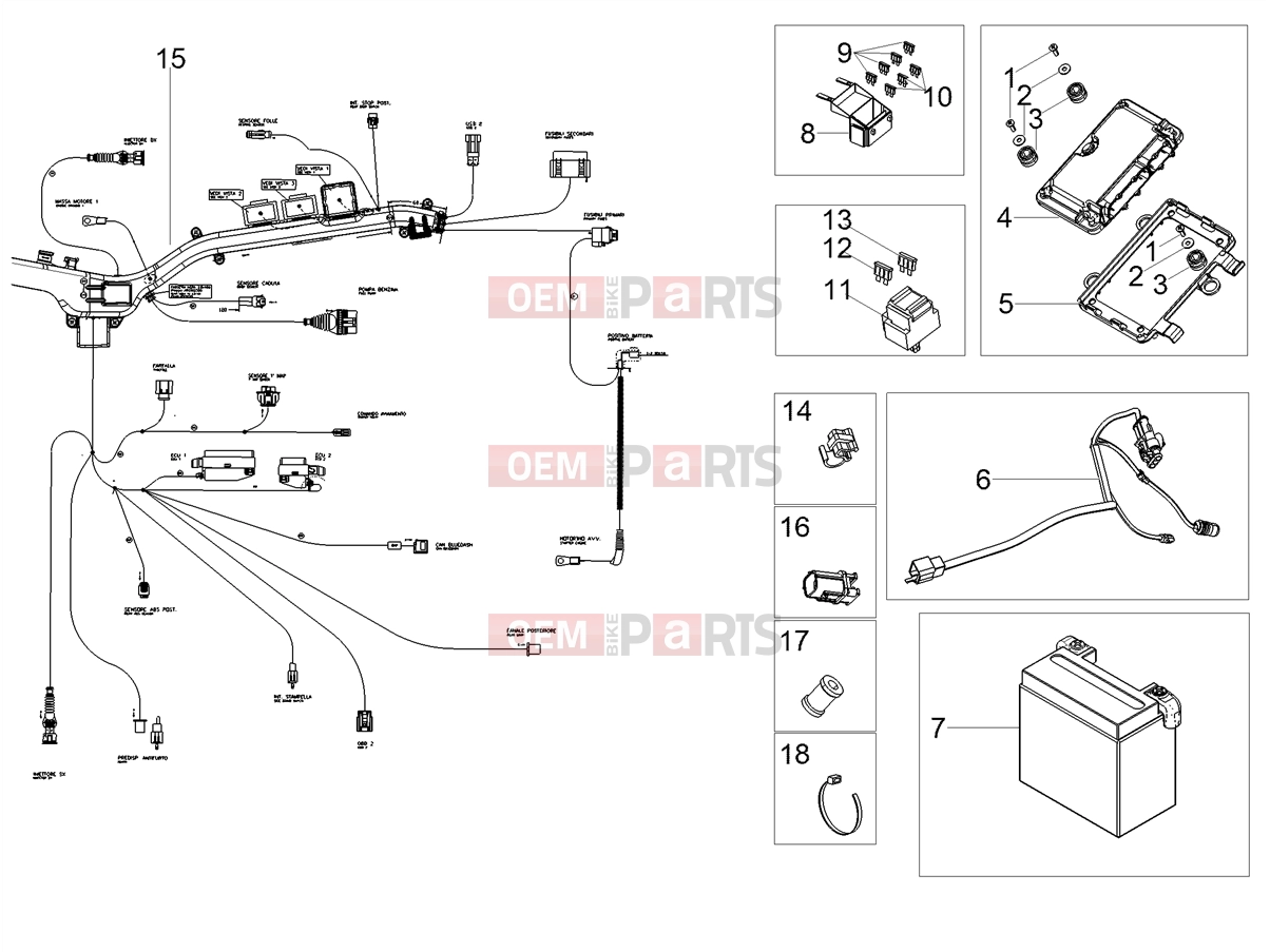Electrical systems » Rear electrical system - Motoguzzi V 85 TT e4 ABS 2019 (EMEA)