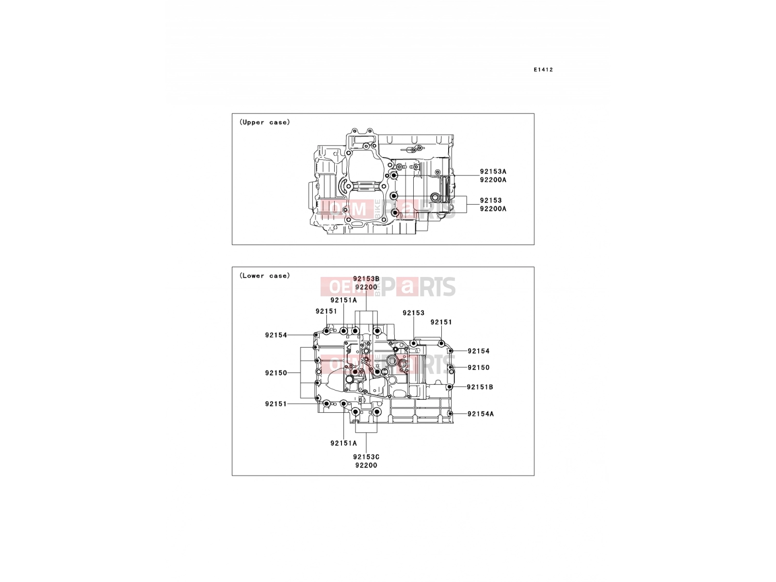 Crankcase Bolt Pattern - Kawasaki VERSYS ABS (KLE650DBF) 2011