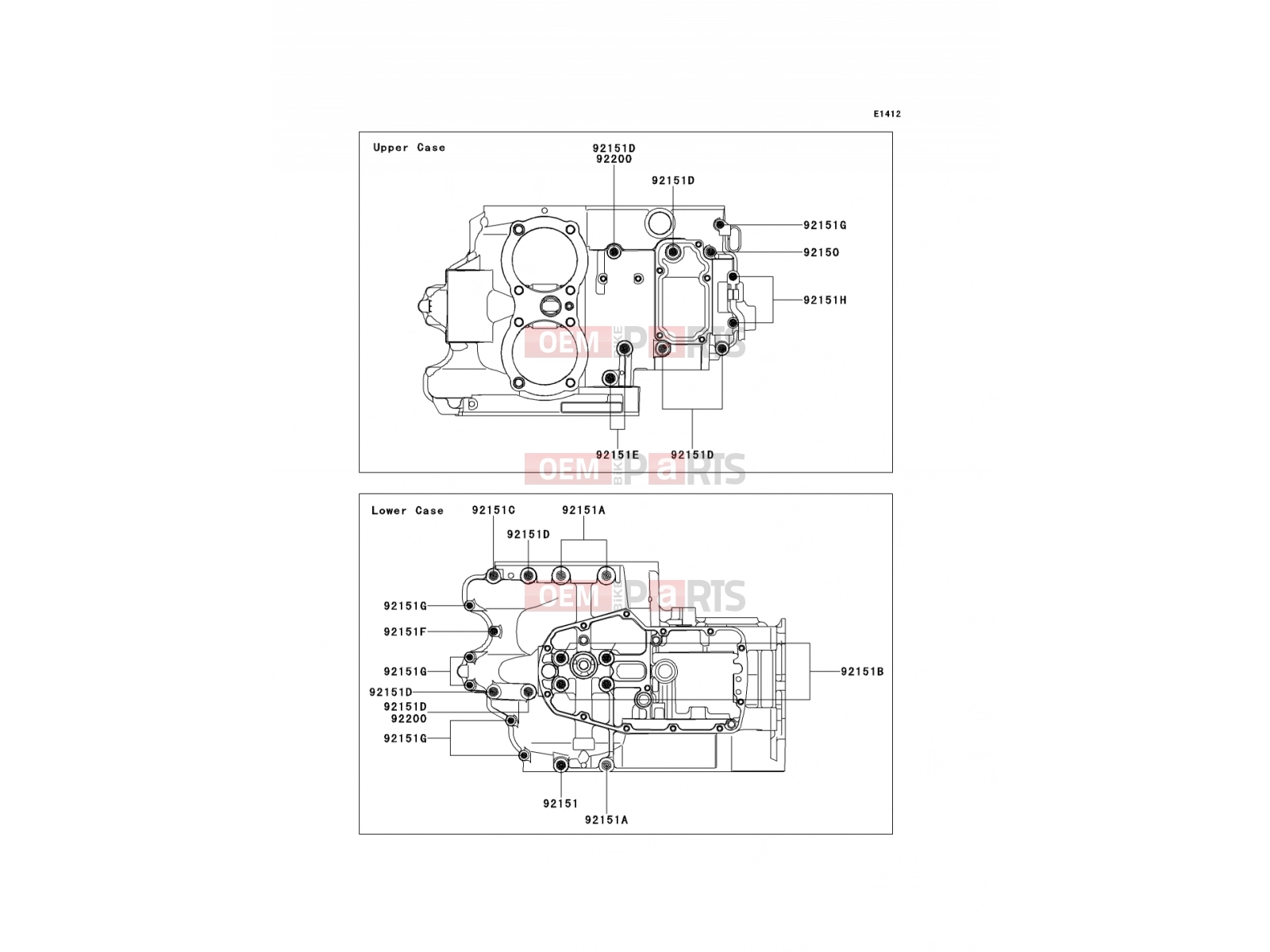 Crankcase Bolt Pattern - Kawasaki W800 (EJ800ABF) 2011
