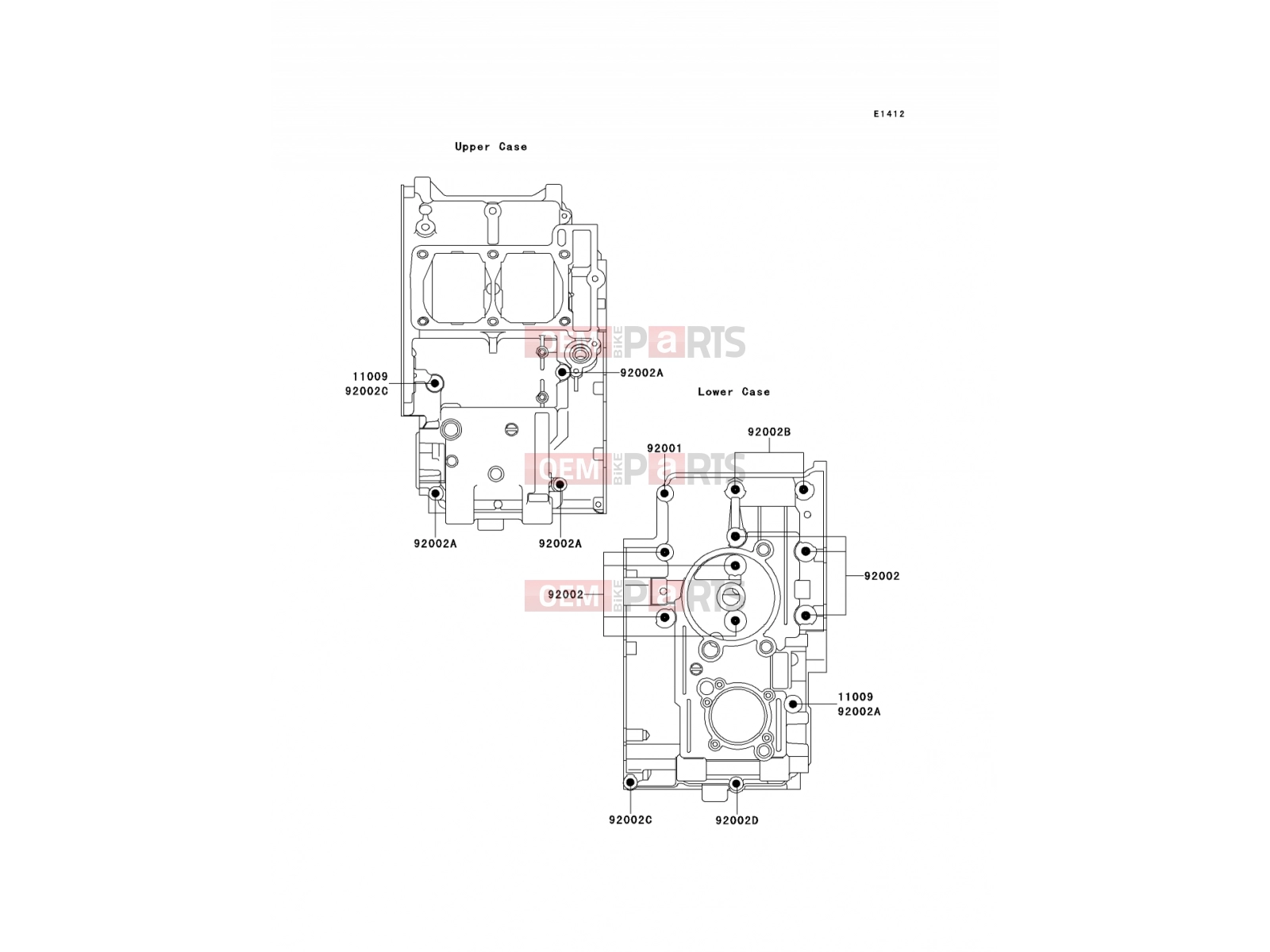 KAWASAKI 1993 Crankcase Bolt Pattern
