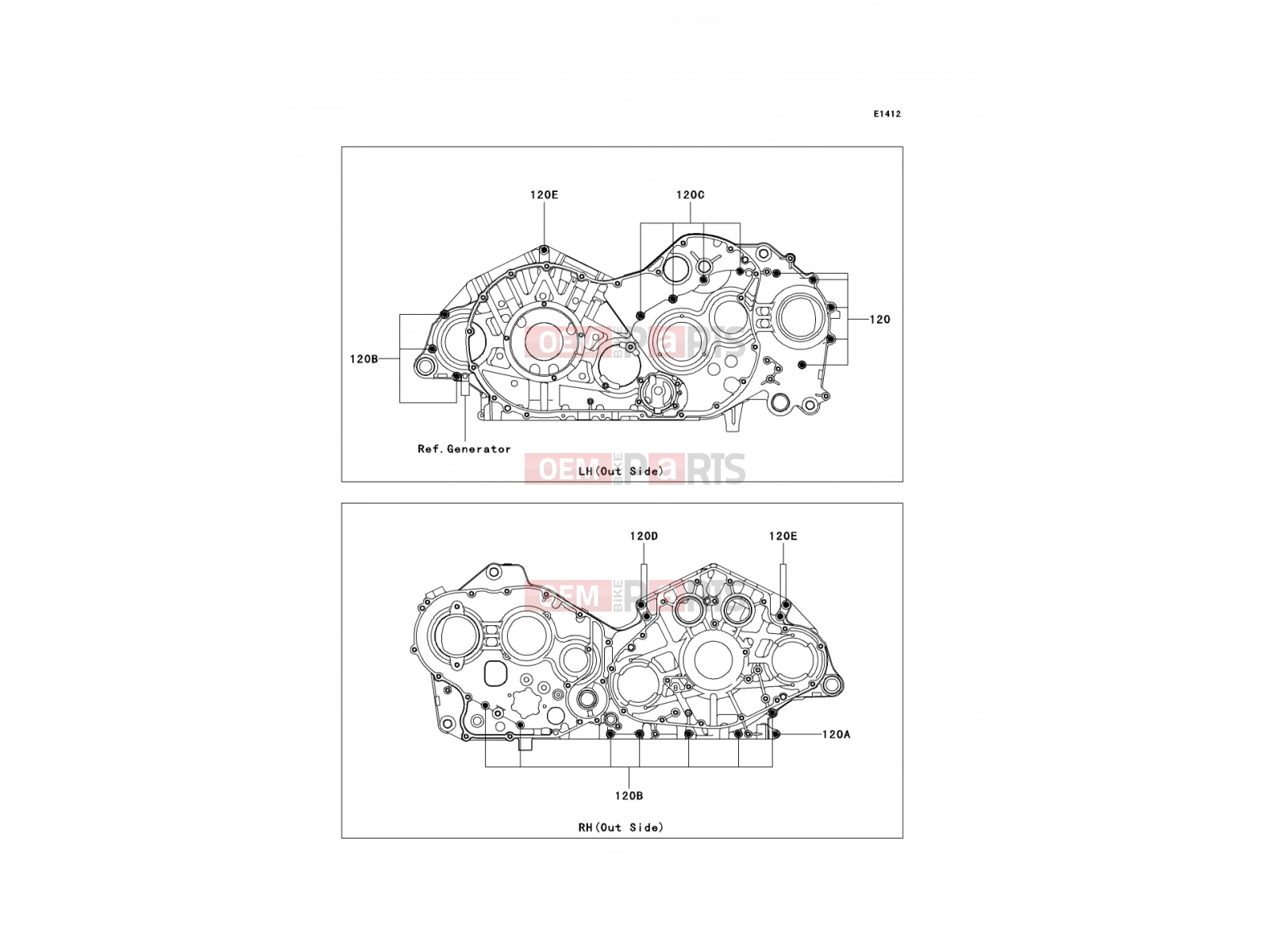 KAWASAKI 2004 Crankcase Bolt Pattern