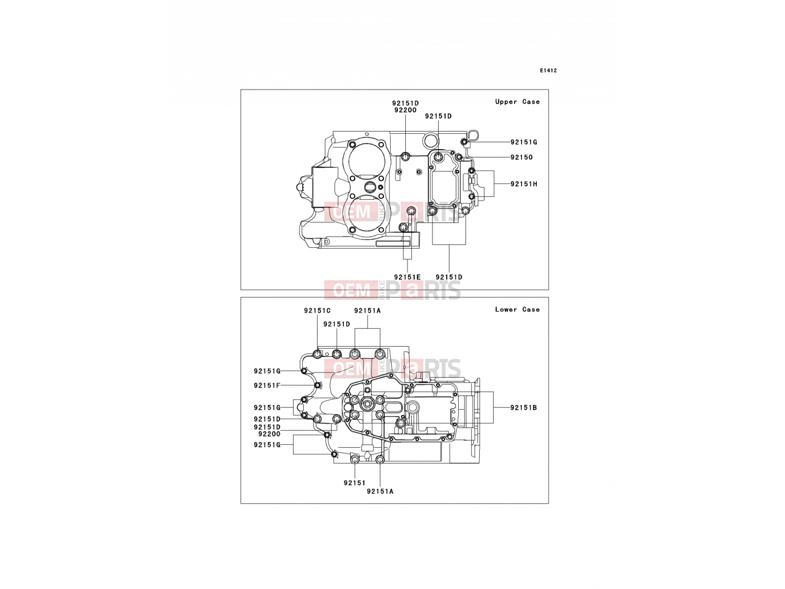 Crankcase Bolt Pattern - Kawasaki W650 (EJ650C6F) 2006