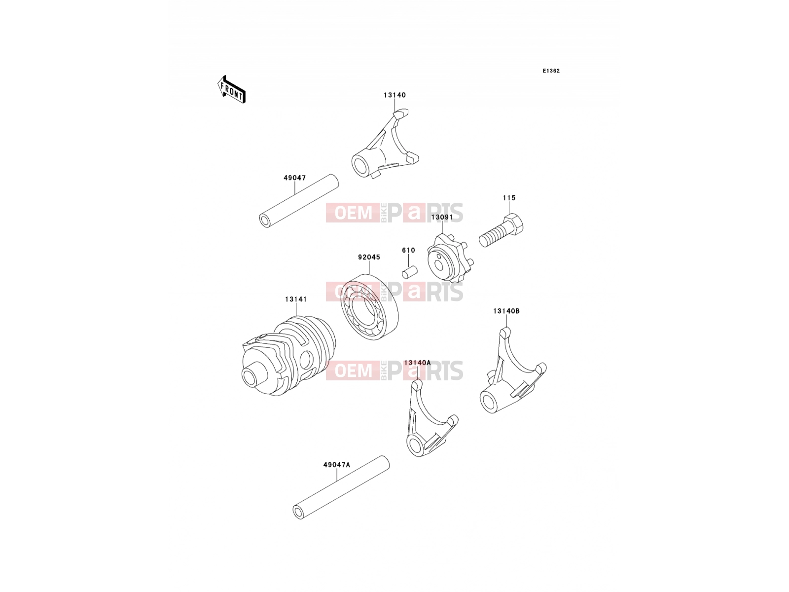 KAWASAKI 2000 Gear Change Drum/Shift Fork(s)