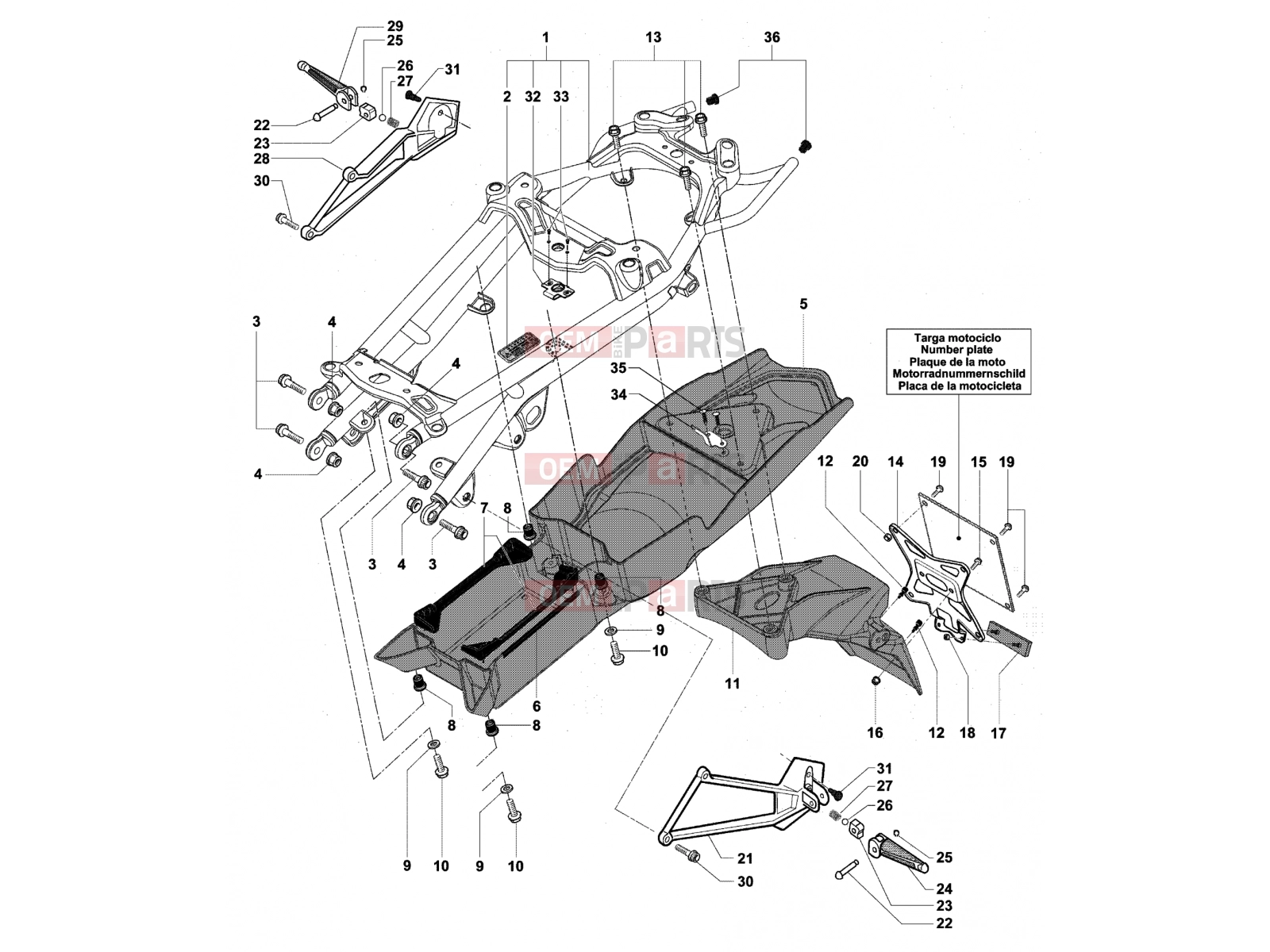 MV Agusta Brutale 910 R Rear Frame Assembly