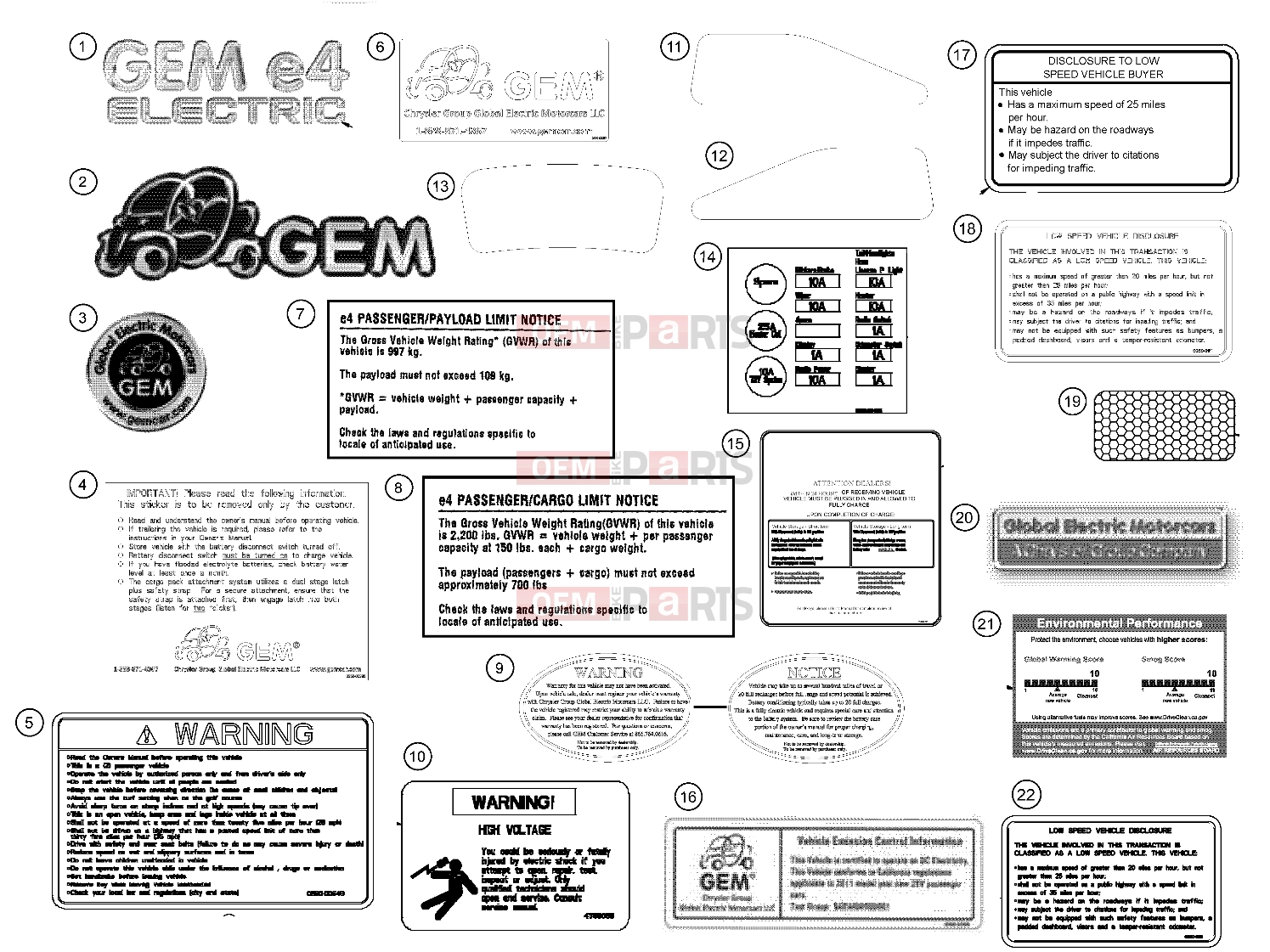Polaris 2010 LEV GEM - E2/E4/E6/ES/EL/ELXD DECALS | DECALS, 2011 - e4 (49GEMDECALS11DECALSE4)