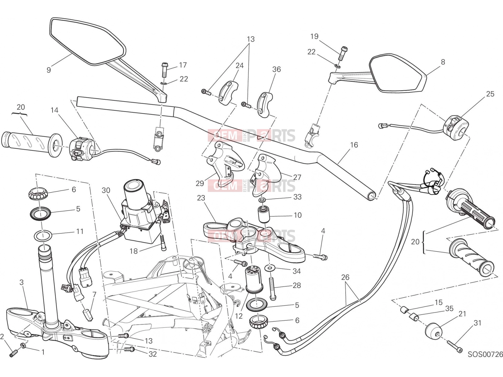 DUCATI 2016 Diavel HANDLEBAR [MOD:DVL]