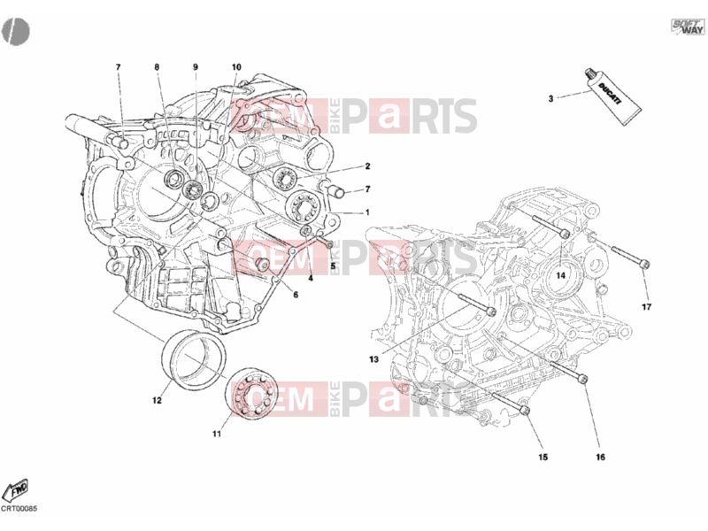 DUCATI 2004 998 Final Ed. Single-Seat CRANKCASE BEARINGS » ENGINE CASE