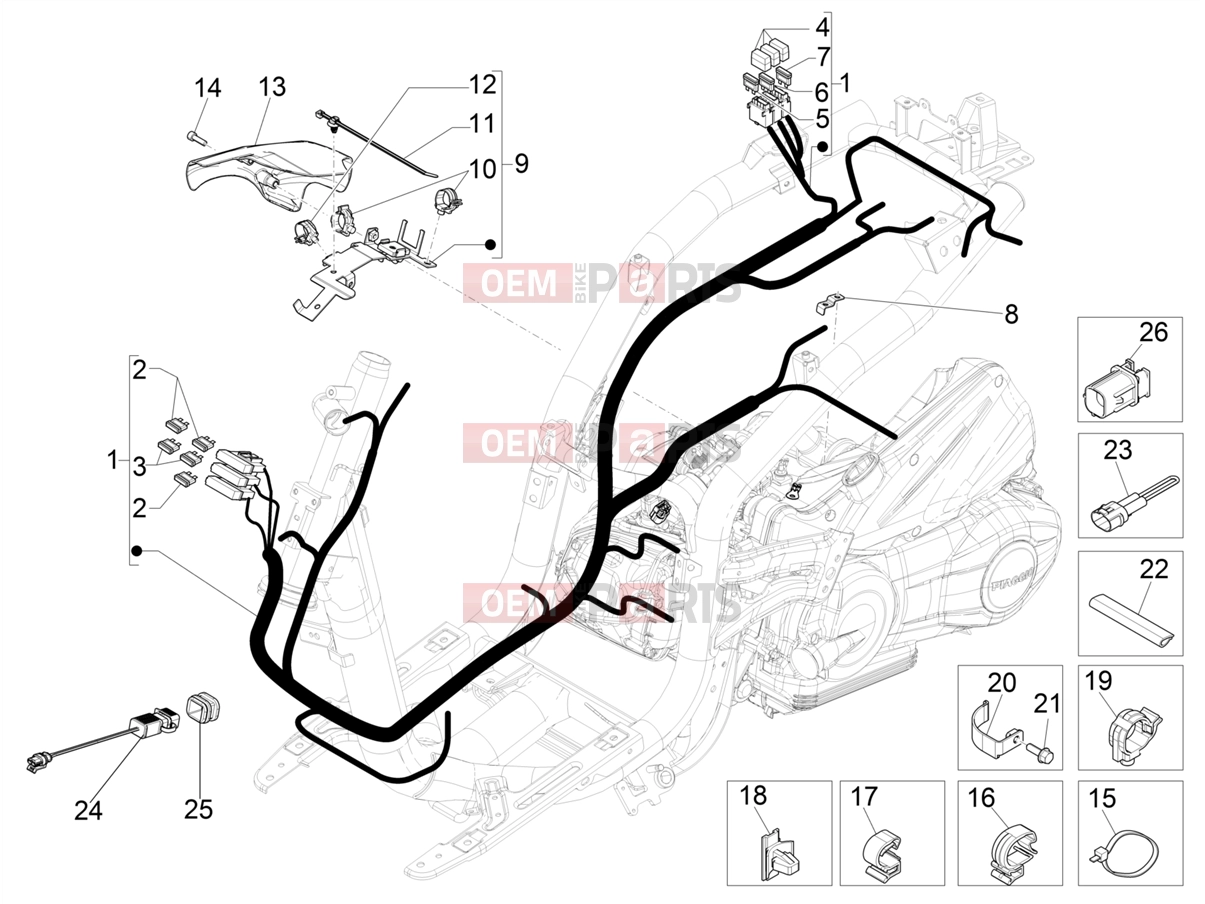 Electrical system » Main cable harness - Piaggio Liberty 150 2020