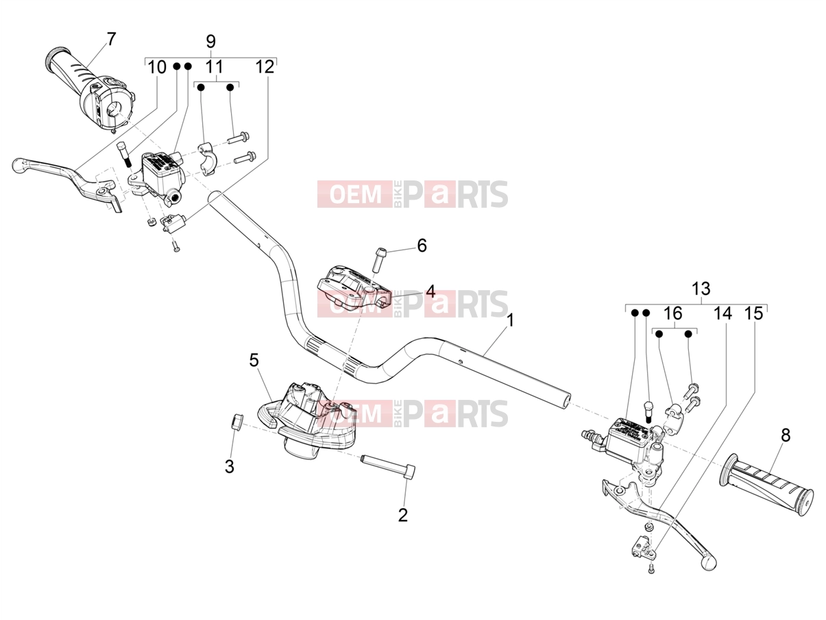 Handlebars/Steering » Handlebars - Master cil. - Piaggio 1 Motorcycle 2022