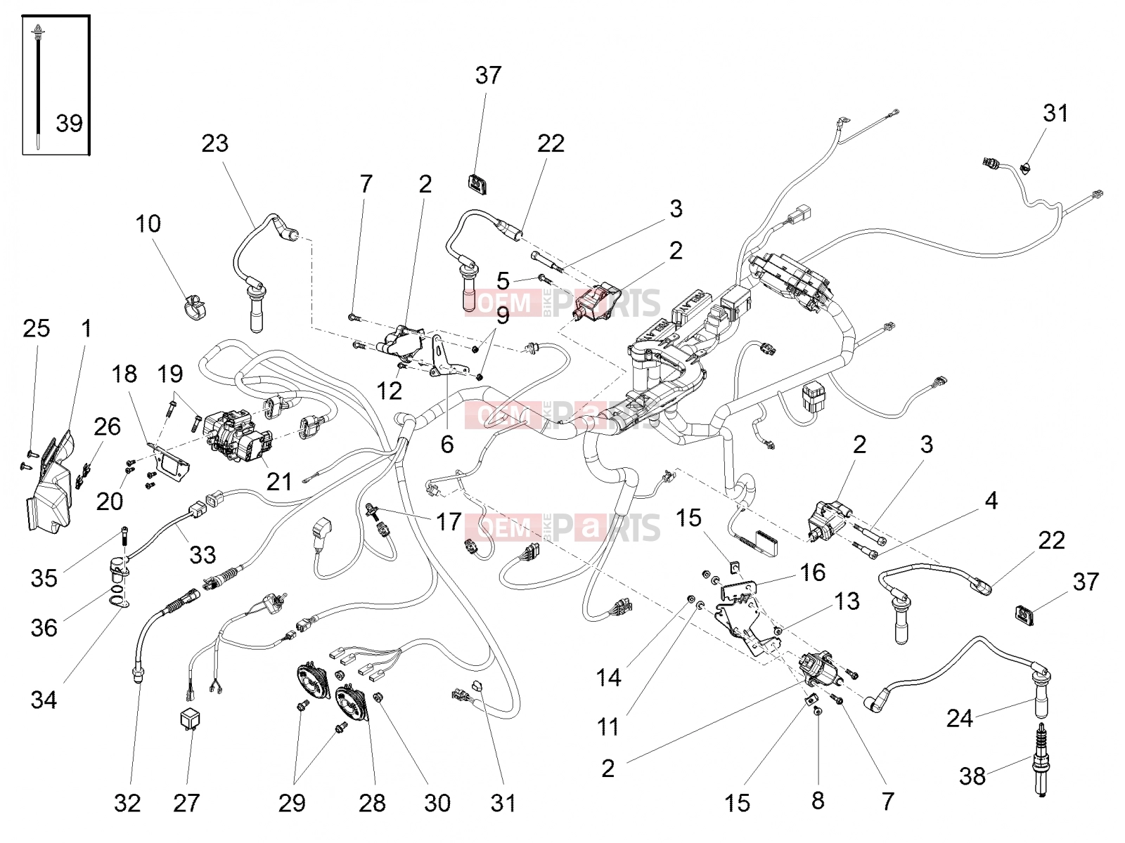 Electrical systems » Front electrical system - Motoguzzi Eldorado 1400 ABS (USA) 2021
