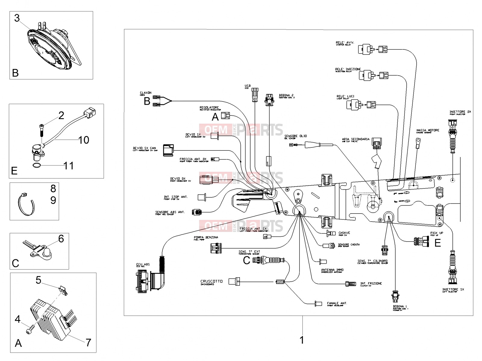 Electrical systems » Front electrical system - Motoguzzi V7 III Stone 