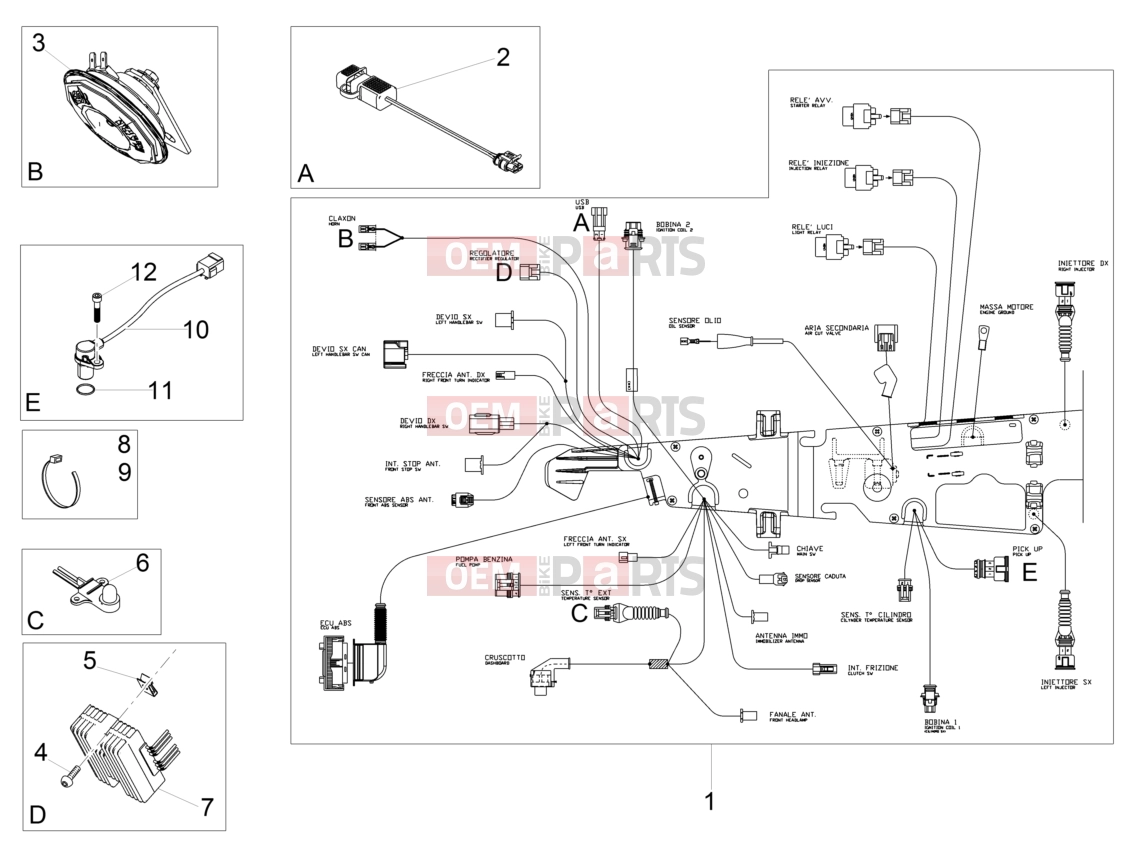 Electrical systems » Front electrical system - Motoguzzi V9 Bobber 850 2021