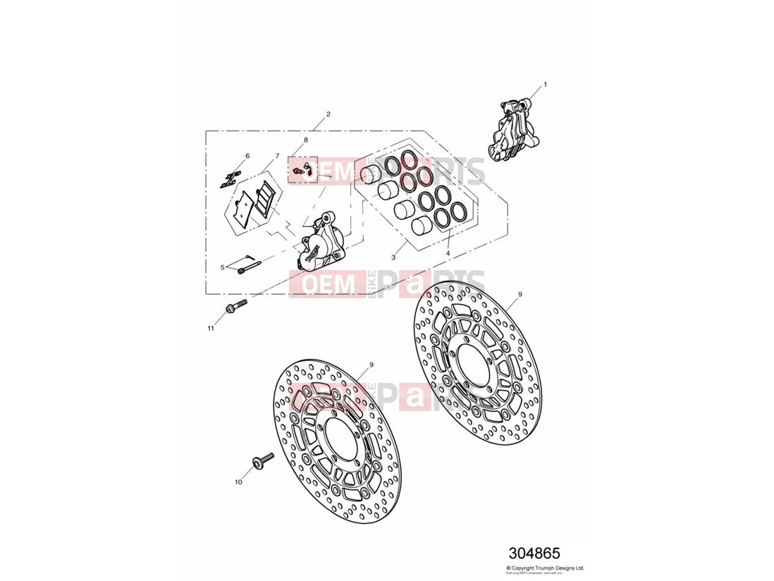 Triumph 2003 TT600 Front Brake Caliper & Discs