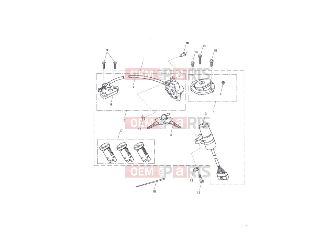 Triumph 2013 Tiger 1050 Ignition Switch & Lock Set