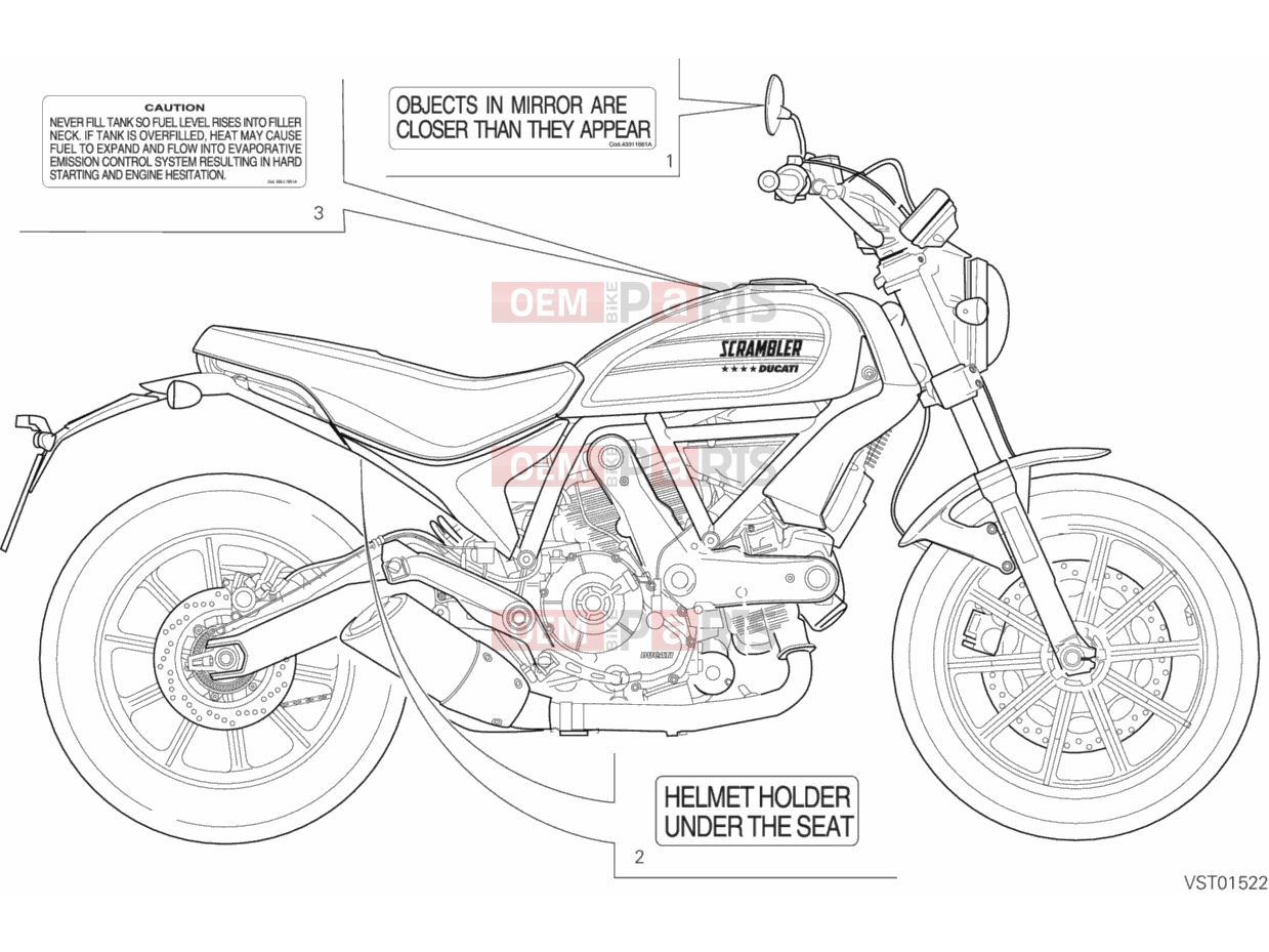 DUCATI 2016 Scrambler Sixty2 PLATES POSITIONING