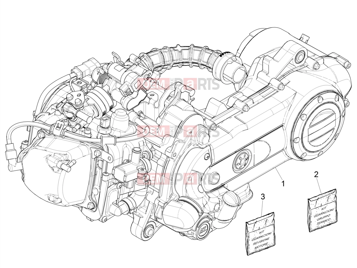 Engine » Engine assembly - Piaggio Zip 50 4T 2023