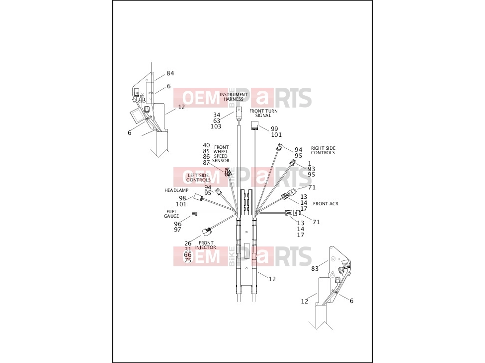 Harley-Davidson 2014 SOFTAIL FAT BOY LO  - FLSTFB WIRING HARNESS, MAIN, ABS - TWIN CAM 103â¢ - FXST, FLSTC, FLSTF, FLSTN & FLSTFB (1 OF 5)