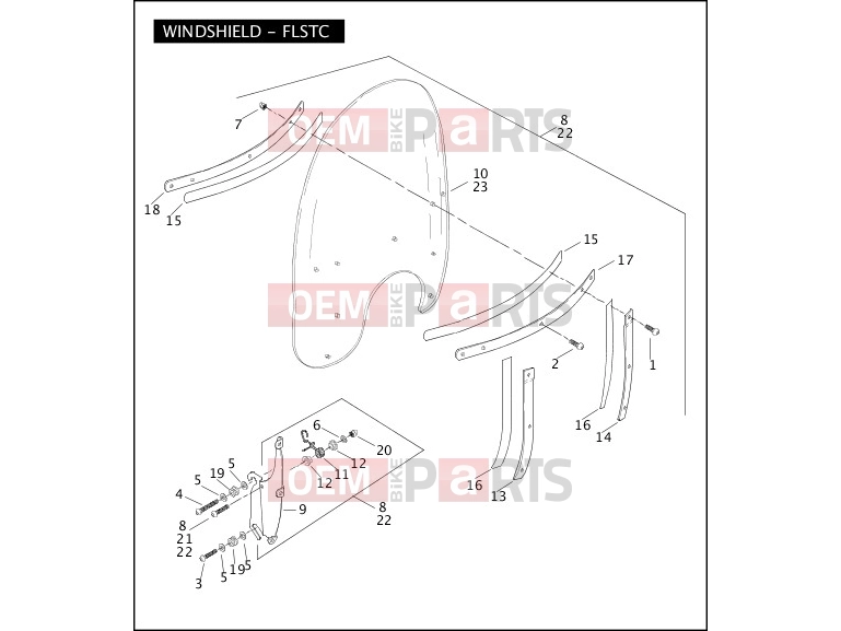 Harley-Davidson 2008 SOFTAIL NIGHT TRAIN  - FXSTB WINDSHIELD - FLSTC