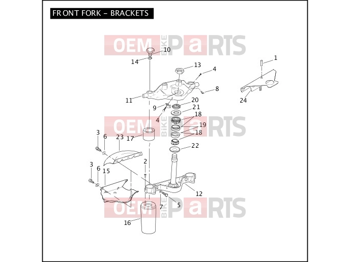 FRONT FORK - BRACKETS - Harley-Davidson ROAD KING - FLHR 2007