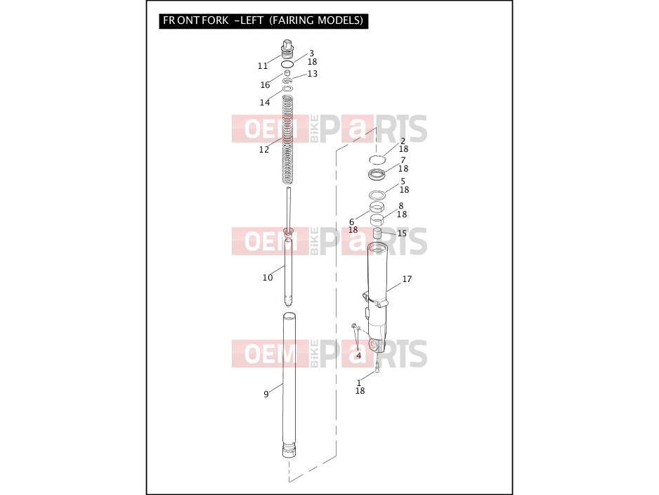 Harley-Davidson 2005 TOURING ELECTRA GLIDE CLASSIC  - FLHTC FRONT FORK - LEFT (FAIRING MODELS)