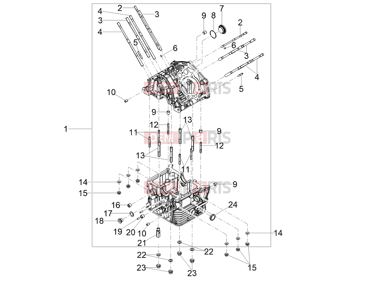 MOTOGUZZI V85 TT Strada E5+ (EU) Engine » Crankcases I