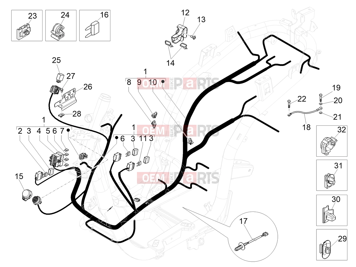 PIAGGIO Medley 125 E5+ (EU) Electrical system » Main cable harness