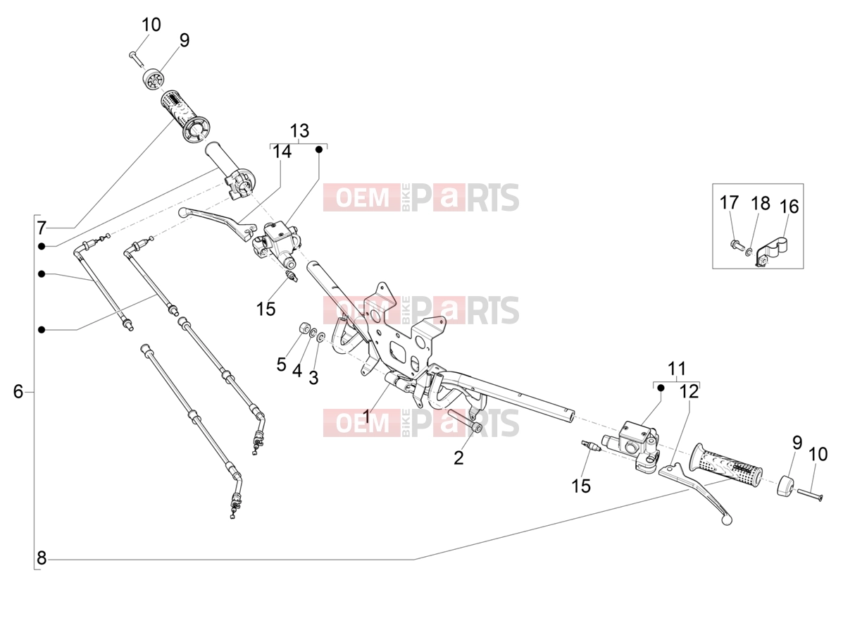 PIAGGIO Medley 200 E5+ (EU) Handlebars/Steering » Handlebars - Master cil.