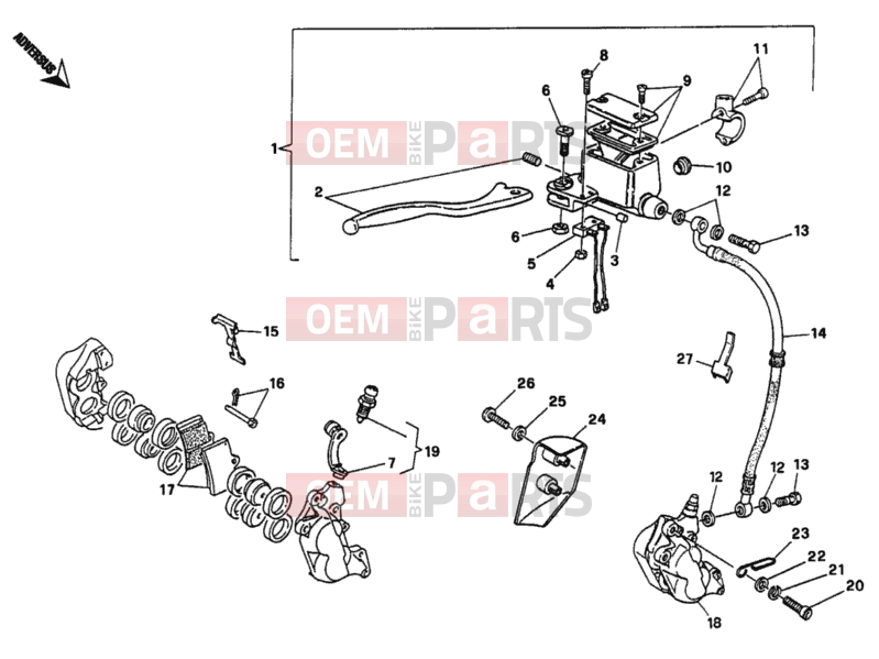 DUCATI 1994 Monster 600 FRONT BRAKE SYSTEM SINGLE DISK » BRAKING SYSTEM