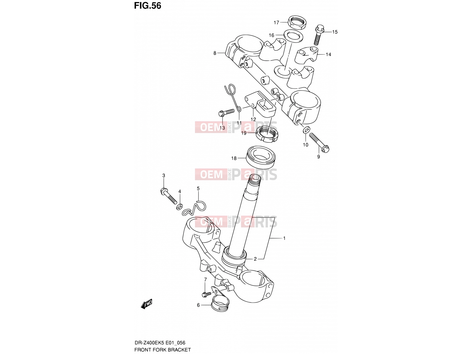 SUZUKI DR-Z400E K6 (2006) (E24) 56 - FRONT FORK BRACKET (E01,P37)