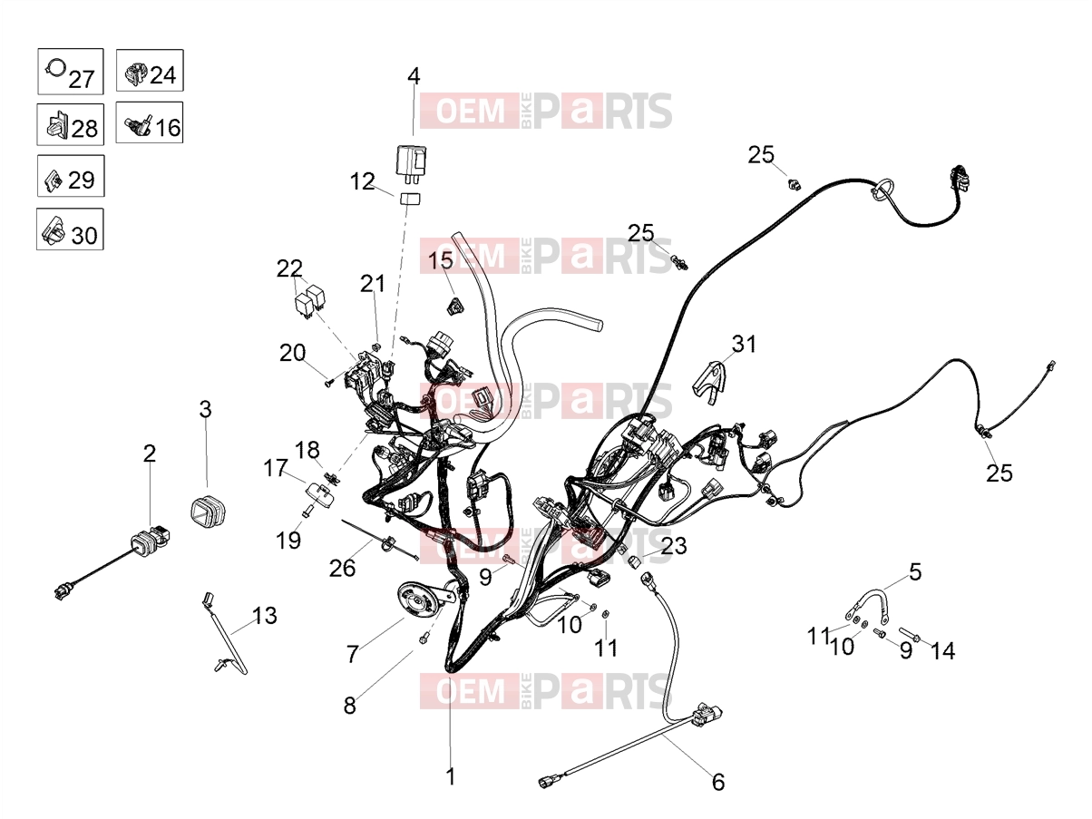 Electrical systems » Front electrical system - Aprilia SR GT 200 (EU) 2021