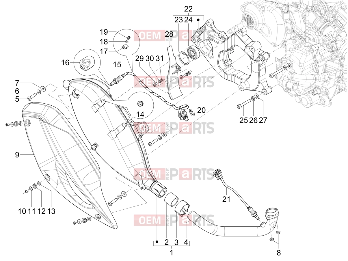 Engine » Silencer - Piaggio MP3 310 Sport E5+ (EU) 2026