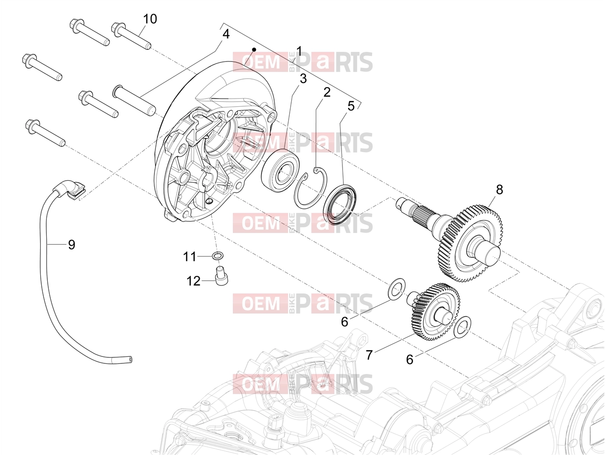Engine » Reduction unit - Piaggio Typhoon 50 4T E2 (CA, US) 2023