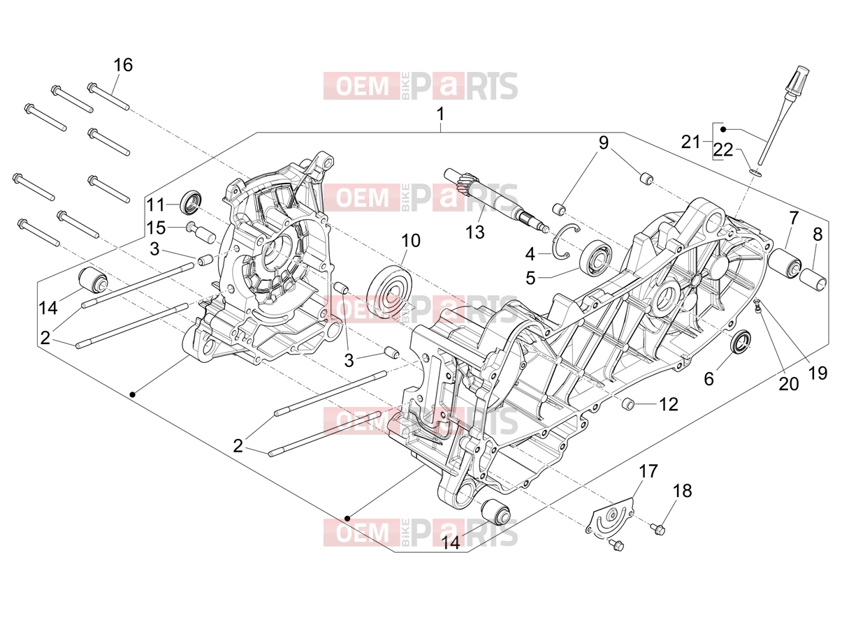 Engine » CRANKCASE - Piaggio Typhoon 50 4T E2 (CA, US) 2025