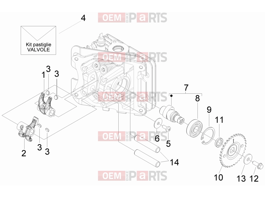 PIAGGIO Typhoon 50 4T E2 (CA, US) Engine » Rocking levers support unit