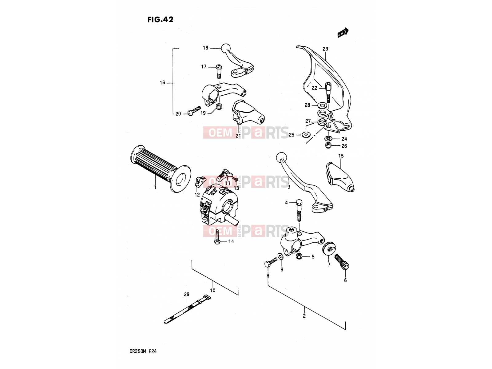 SUZUKI DR200 M (1991) 42 - LIGHT HANDLE SWITCH (E06,E21,E24)