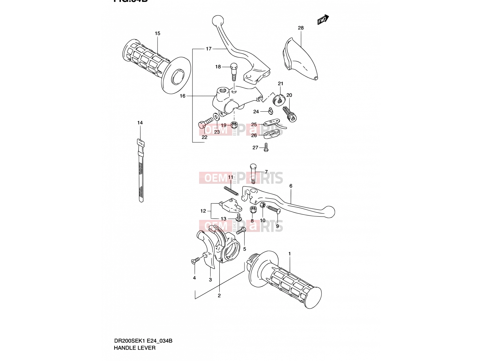 SUZUKI DR200SE K2 (2002) (E06,E24) 34B - HANDLE LEVER (MODEL K2 E06,P09,MODEL K3/K4/K5 E06)