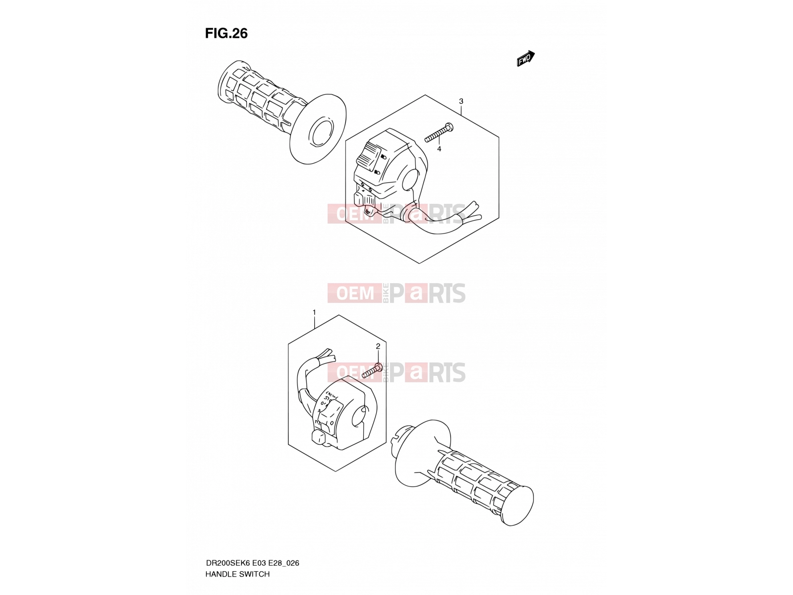 26 - HANDLE SWITCH - Suzuki DR200SE K6 (2006) (E03,E28,E33)