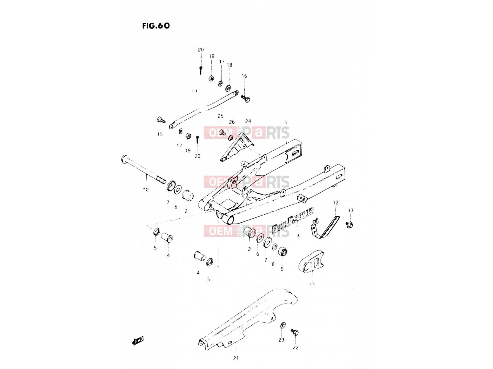 SUZUKI DR250S D (1983) 60 - REAR SWINGING ARM (E02, E04, E06, E18, E21, E22, E25, E39)