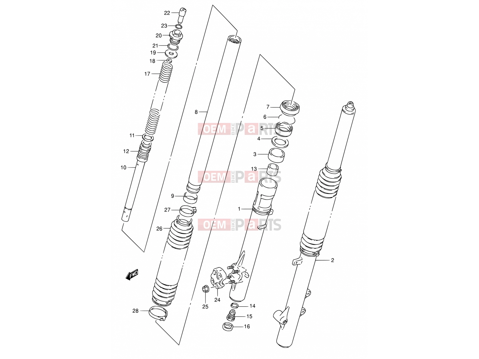 38 - FRONT DAMPER (SEE NOTE) - Suzuki DR350 S (1995) (E01)