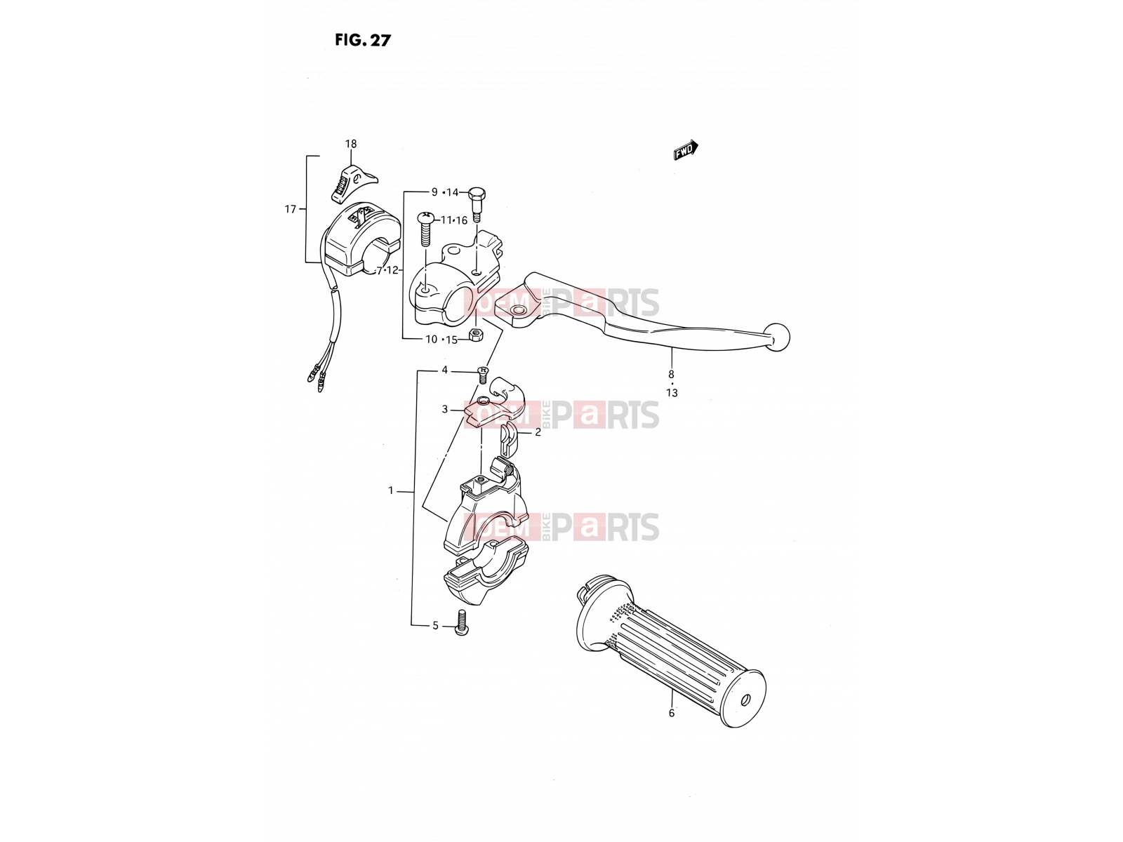 SUZUKI DS80 N (1992) (E03) 27 - RIGHT HANDLE SWITCH