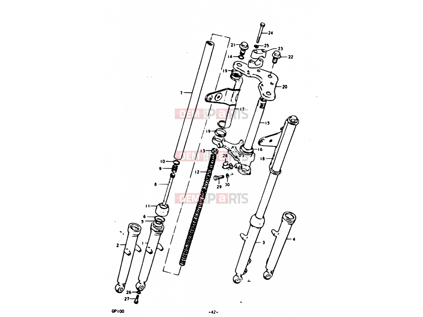 42 - FRONT FORK - Suzuki GP100 N (1992)
