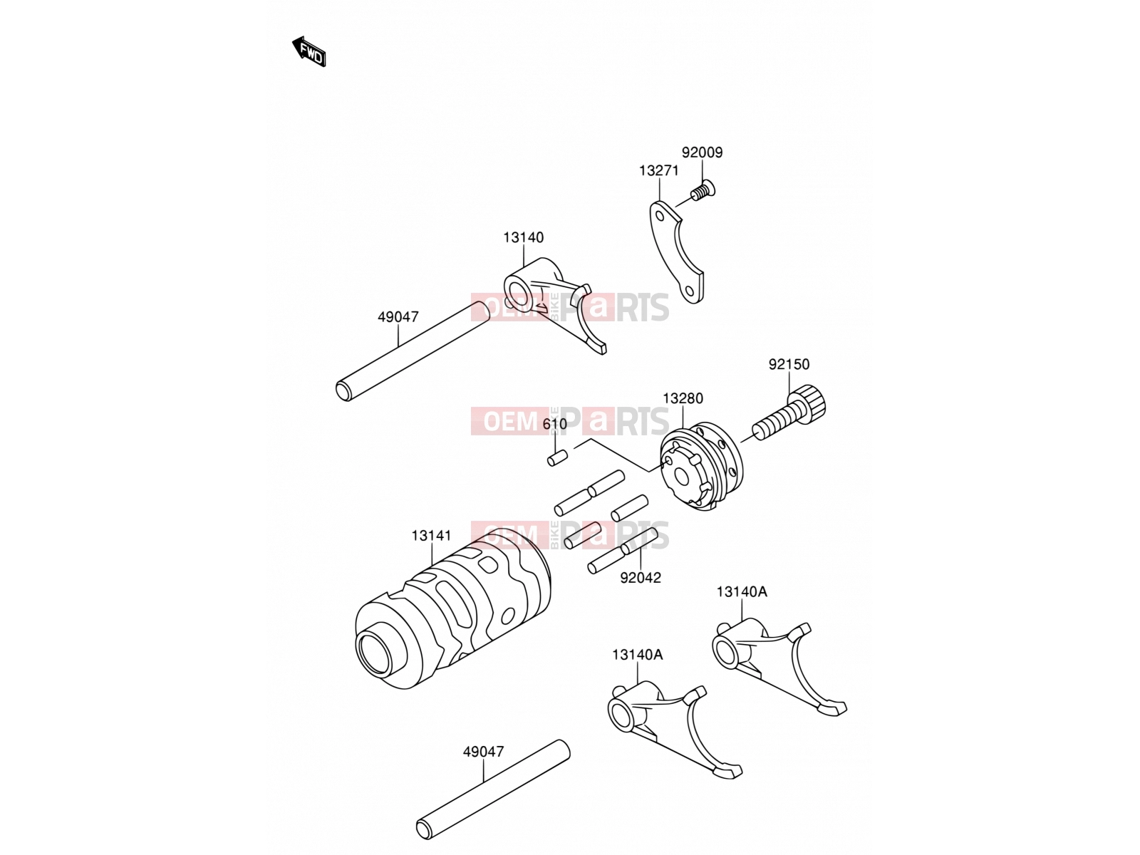 8 - GEAR CHANGE DRUM/SHIFT FORK - Suzuki RM65 K3 (2003) (E28)