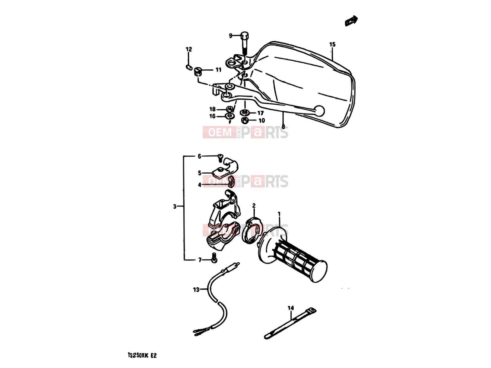 SUZUKI TS250X E (1984) 49 - RIGHT HANDLE SWITCH (MODEL H/J E01,E02,E21,E24,E25)